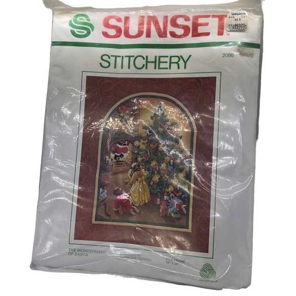 Vintage Sunset Stichery Kit 2086 The Wonderment of Santa -SEALED 16” x 20” - Picture 2 of 14